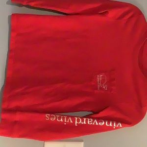 Vineyard Vines Red with Silver long sleeve shirt, girls M